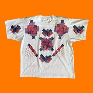 80's 90's vintage paint splatter glittery studded oversized mom t shirt SMALL